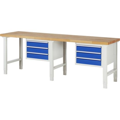 Rau Werkbank höhenverstellbar 7127A1, B2500xT700xH790-1140mm, 6x Schublade-TA (1/5)
