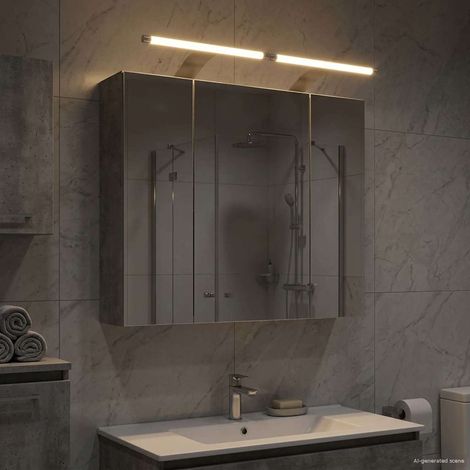 Armario con espejo de baño Gris Concreto 60 x 14,5 x 50 cm