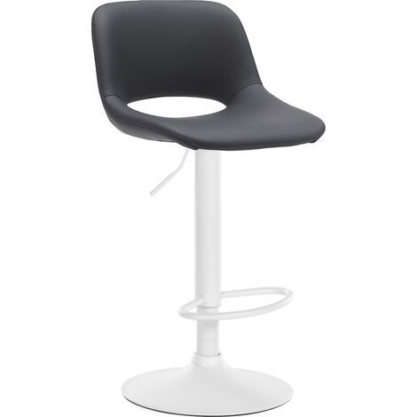 Taburete alto de bar x1 con reposapiés en PVC negro base metal blanco 100004588 (1/5)