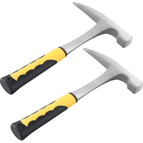 2er-Set Geologenhammer – Prospektionswerkzeug – Spitz- und Flachkopf – Kohlenstoffstahl – Für Bergbau und Archäologie – Schwarz und Gelb – 30 cm (1/5)