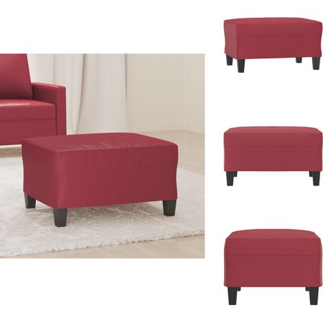 Repose-pied Rouge bordeaux 70x55x41 cm Similicuir - Tabouret - Repose-pied - Pouf - Meuble Salon - Décor Intérieur (1/5)