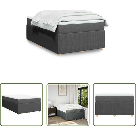 vidaXL Taschenfederkern - Boxspringbett mit Matratze Dunkelgrau 120x190 cm Stoff (1/5)