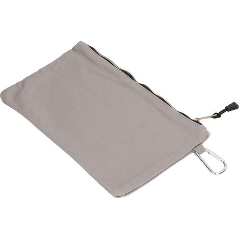 Sac à outils zippé, multi-usage, en toile imperméable et portable, avec mousqueton de rangement, gris (1/5)