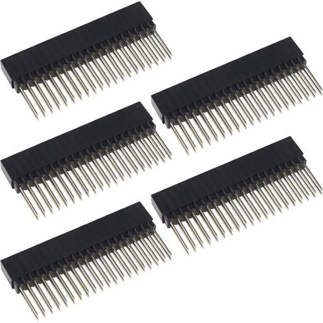 Lot de 5 connecteurs femelles 2 x 20 broches femelles à double rangée droite femelle 40 broches compatible avec Raspberry Pi (1/5)