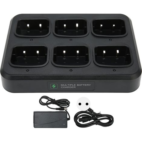 Chargeur rapide et sécurisé 6 emplacements pour talkie-walkie BF‑UV9R et UV9R Plus, base de charge 2 voies, adaptateur secteur AC100‑240V, prise UE (1/5)