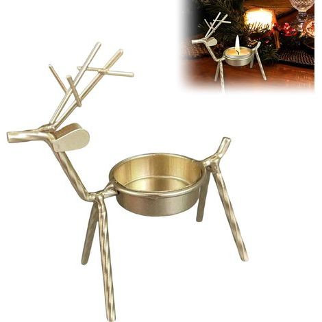 Lot De 2 Bougeoirs Décoratifs en Forme De Petit Cerf Chandeliers Robustes en Acier Inoxydable pour Dîner Romantique (1/5)