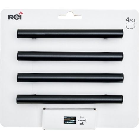 4er-Set Möbelgriffe, 96 mm Achsabstand, Edelstahl roh REI (1/3)