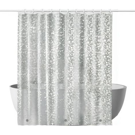 Rideau de douche - Anti-moisissure - Structure Galet 3D PVEA - 1 Pièce - Salle de bain - Semi-Transparent (1/4)