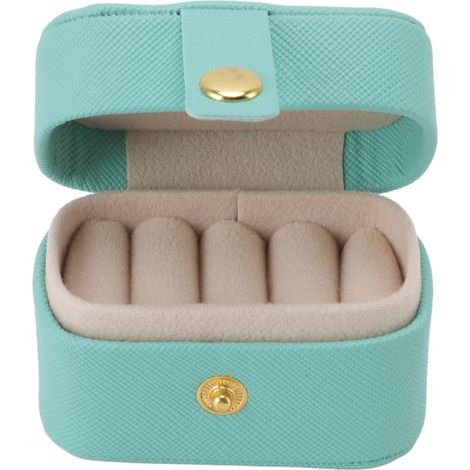 Mini-Ringaufbewahrungsbox aus PU-Leder, kleine Schmuckschatulle, Organizer, kleines Reise-Ohrringetui, blau (1/5)