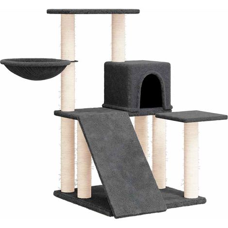 vidaXL Rascador para gatos con postes de sisal gris oscuro 82 cm (1/2)