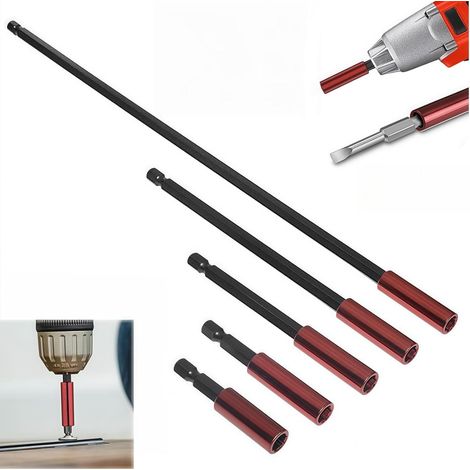 5 Pièces Rallonge Embout Visseuse, Porte Embout Visseuse Magnetique, Comprenant Des Rallonges D'embout de 50/60/100/150/300 mm, Tige Hexagonale de 1/4 Pouce, Adapté Aux Perceuses et Tournevis (1/5)