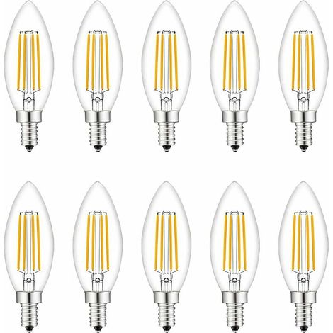 Kleine LED-Glühbirnen zum Einschrauben, 10er-Pack E14-Kerzenlampen dimmbar, Glühbirnen 40 W E14/SES-Äquivalent, 220 V, Warmweiß 2700 K, FanciBuy