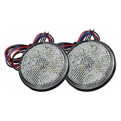 Luces LED para remolque, 2 unidades de luces traseras de 12 V, luz de freno, reflector redondo, luz de gálibo LED para coche, motocicleta, camión (blanco) (1/5)