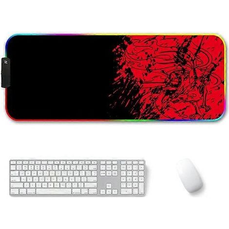 Tapis de souris lumineux RGB antidérapant - 300 x 800 x 4 mm - Motif renard roux (1/2)