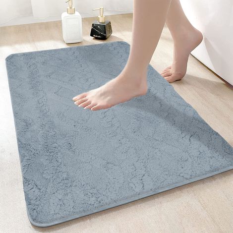 Alfombras de Baño Felpa de Microfibra 40x60 50x80cm - Alfombrilla de Lavabo para Hogar - Alfombra Jarquard de Ducha Absorbente, Duradera y Lavable a Máquina Azu Camello Blanco Gris Rosal (1/5)
