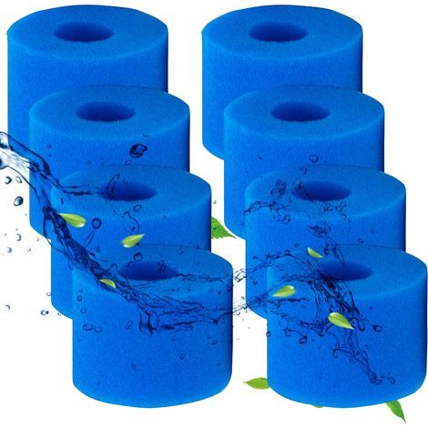 S1 Filterschwamm für Spa,Schwimmbadfilterkartusche für Intex,Typ S1 für Intex 29001 E Pure Spa,Wiederverwendbar und waschbar, Schaumstofffilter für Spa,Schwimmbad (8 Stück) (1/5)