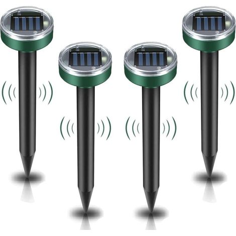 Lot de 4 marteaux taupes solaires, marteaux taupes à ultrasons, marteaux taupes solaires intelligents, combinant ondes sonores et étanchéité, 26 cm (1/4)