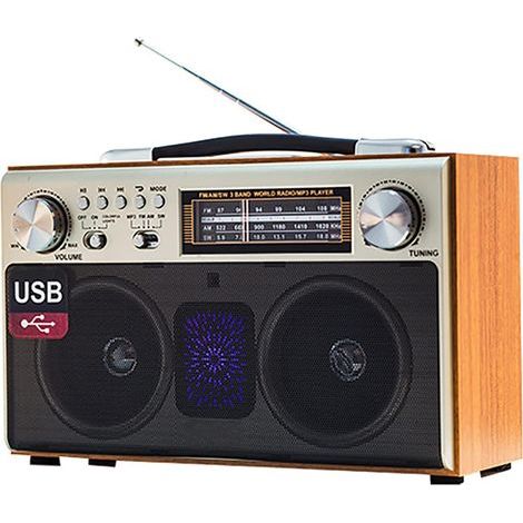 Lecteur Radio Cassette rétro, Radio FM/DSP/Bluetooth, Lecture stéréo, Prise en Charge de la Carte TF/SD/USB, Rechargeable par USB (1/5)