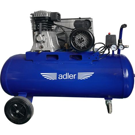Adler Compresor 100L AD348-100-3 230V, herramienta profesional para aire comprimido y mantenimiento industrial, diseño robusto, presión optimizada, motor de alto rendimiento, color metálico.