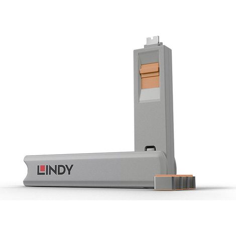 Set di serrature Lindy Port, con chiave, grigio/arancione, 4 pezzi. 40428, 40428 (1/4)