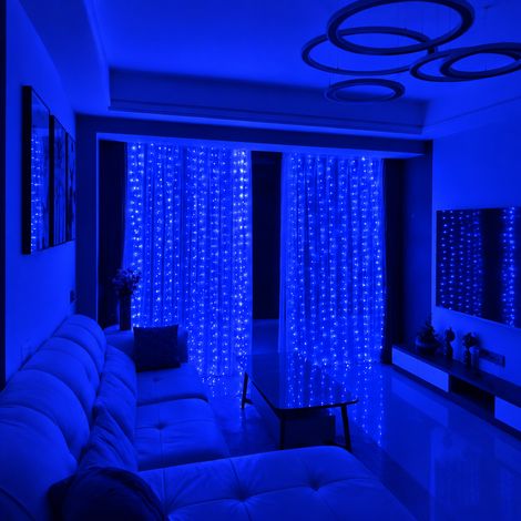 Rideau Lumineux LED 3x1 m 100 LED Lumière Bleue sans crochet Télécommande USB 20 × 10 × 4 cm 90 g – Livraison gratuite