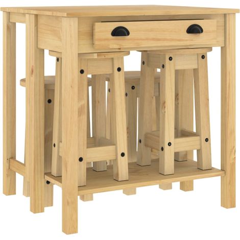 Ensemble de bar 5 pcs Bois de pin massif (1/5)