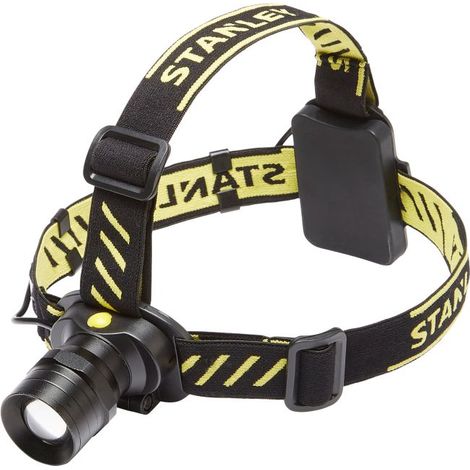 Stanley Black Yellow Head Torch 300lm, 6000k LED Flashlight With Adjustable Beam (1/5)