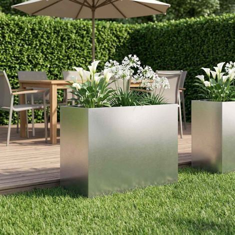 vidaXL Macetero de Jardín Plateado 60 x 30 x 40 cm Acero inoxidable (1/5)