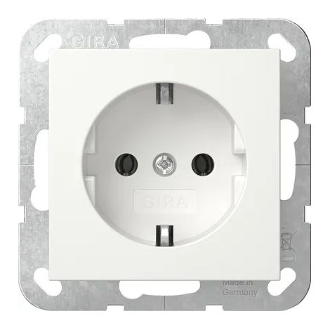Gira SCHUKO-Steckd. o.Kr. System 55 Reinweiß [446603], 4466 03