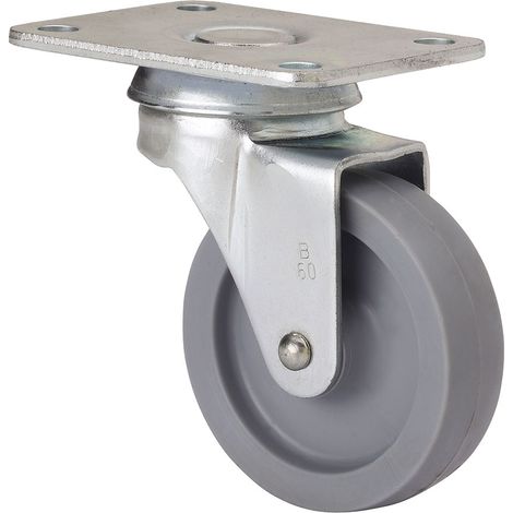 Rueda Giratoria Poliamix Ø3cm 15kg Gris Con Placa Y Eje Liso (1/3)