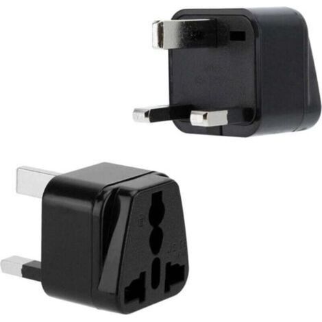 2X Adapteur de Prise en Noir – Set de 2 Pièces Type G Adaptateur de Voyage pour Prise en Courant pour Allemagne, Italie, Espagne, France – Convertisseur Appareil de Conversion (1/5)