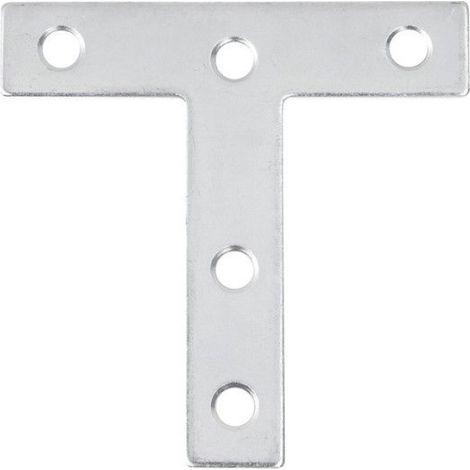 Connecteur Plat T - Acier Galvanisé - 76x76x16 mm - Épaisseur 2 mm - Pour Assemblage Structure Bois - 1 Pièce