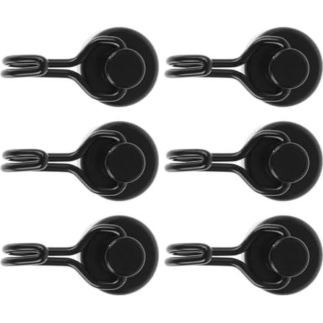 Crochets Magnétiques Rotatifs 360° Lot de 6 en Matériau Synthétique Noir pour Suspendre Vêtements et Clés, Salle Bain Bureau - (1/5)