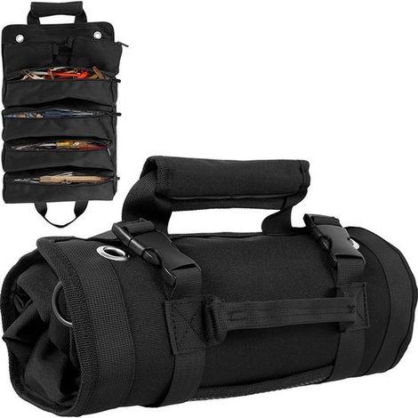 Werkzeugrollen-Organizer – Faltbare Werkzeugtasche – Werkzeugaufbewahrung – Doppelt genähte Nähte – 33 x 18 x 3 cm – Schwarz (1/5)