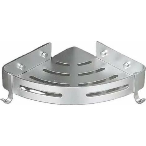 royaluxe - Etagère d’Angle Etagère de Douche Etagère de Salle de Bain sans Forage avec 2 Crochets - Panier de Douche - sans perçage - Space Aluminum Antirouille, Poli Triangle, (1/5)