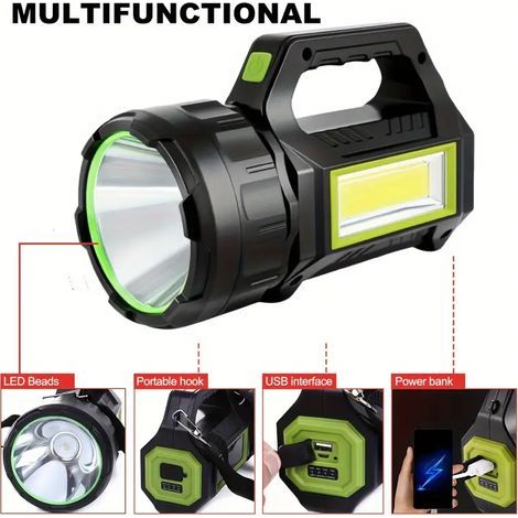 Wiederaufladbare LED-Solar-Taschenlampe mit 200 Lumen per USB, ideal für Camping, Wandern und Notfälle. Ein unverzichtbares Campingutensil. (1/5)