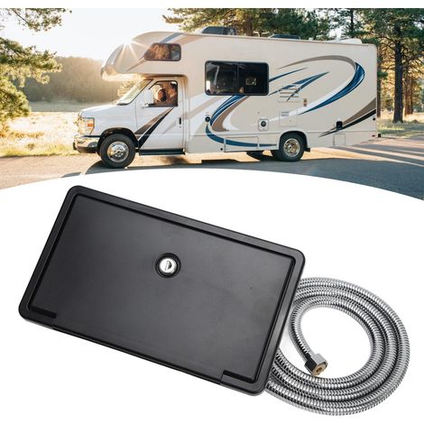 Accessoires pour aménagement de camping-car, douche extérieure à double robinet pour camping-car, pommeau de douche pour camping-car, boîtier de douche extérieur, noir avec flexible métallique 0100059 (1/5)