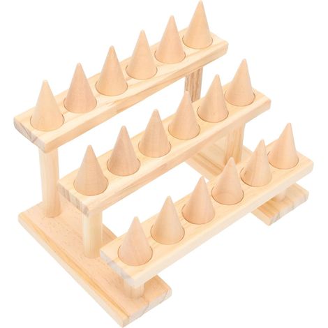 Présentoir Annulaire en Bois à Trois Niveaux, Support Bijoux Pratique et Résistant pour Bagues, Design Simple et Élégant pour Usage la Maison (1/5)