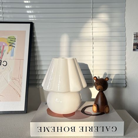 Lampe champignon petite lampe de table de chevet-table de chevet veilleuse dimmable lampe de table en verre translucide en continu (1/5)
