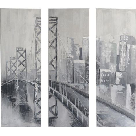 Quadro dipinto set 3 pezzi ponte cm40x120x3 (1/2)