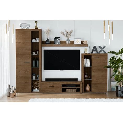 AX LIVING Spacoro Wohnwand Eiche Lefkas Wohnzimmerschrank 270 cm