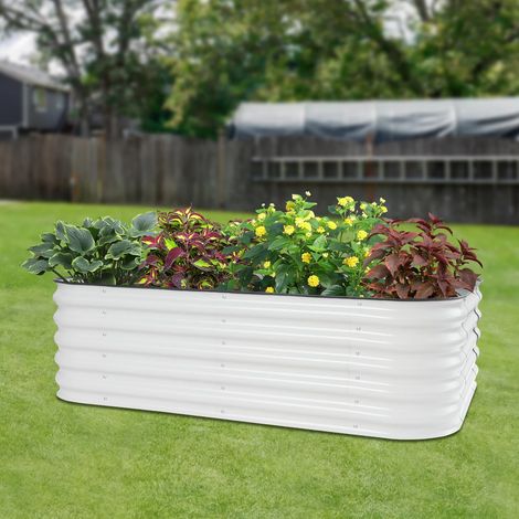 Hochbeet-Set 195 x 60 x 43 cm, 10-in-1, Metall-Hochbeet für Gemüse und Blumen, für Terrasse oder Garten