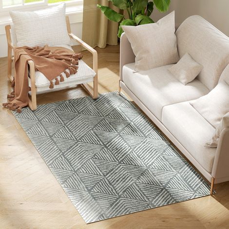 Tapis de salon 170 x 120 cm, lavable en machine, à poils courts, style moderne, pour salon ou chambre, gris foncé (1/5)