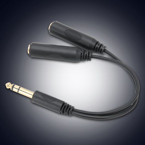 Adaptateur Jack 6.35mm Mâle à Double Femelle, Câble Cuivre Haute Fidélité avec Connecteurs Dorés (1/4)