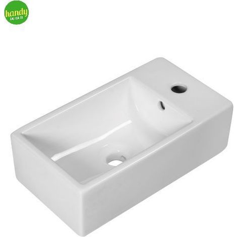 Lavabo da appoggio in ceramica bianca con foro rubinetteria laterale modello nix 25 46x26x14 cm BARBOTTINA