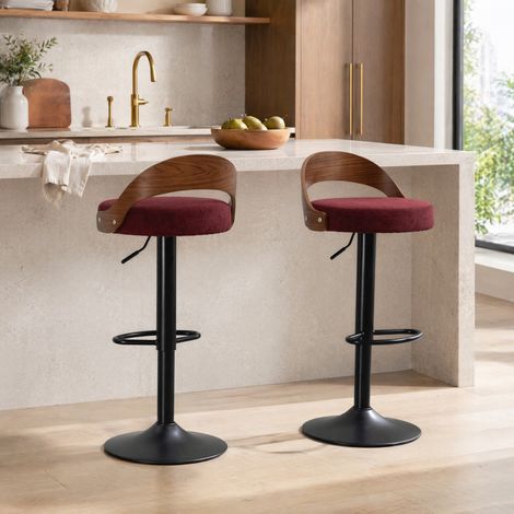 Barhocker 2er-Set drehbar höhenverstellbar Weinrot OKMYHOME (1/5)