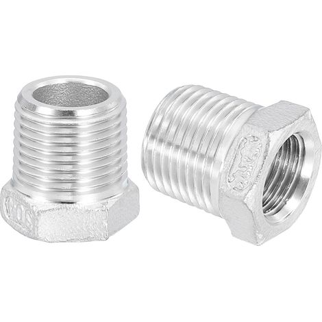 3Pcs 3/8" Mâle à 1/4" Femelle NPT 304 Acier Inoxydable Réducteur Hex Bushing, Adaptateur de Tuyau Coulé Réducteur pour systèmes industriels, pétrole/gaz, eau, HVAC et plomberie (1/5)