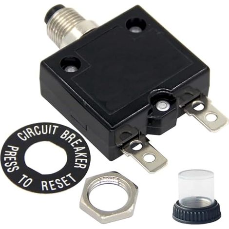 Disjoncteur à réinitialisation manuelle 15 A, série 98, 125/250 VAC, connexion rapide, protection contre les surcharges, interrupteur de réinitialisation à bouton poussoir avec couvercle de (1/5)