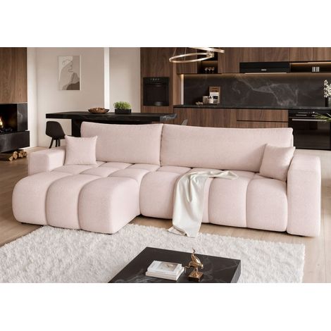 Ecksofa Schlafsofa Sofa ANABEL MAX in Stoff Centaur Creme Ottomane Links (1/5)