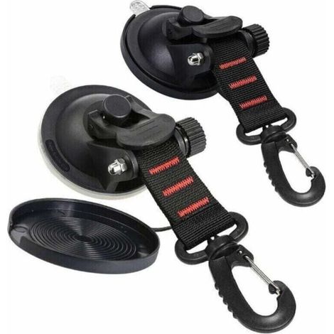 Lot de 4 ancrages à ventouse avec supports pour bâches de camping, accessoires multifonctions pour auvents latéraux de voiture - Rouge (1/3)